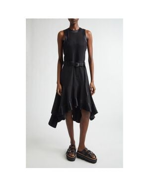 Sacai Suiting X Satin Dress - Black