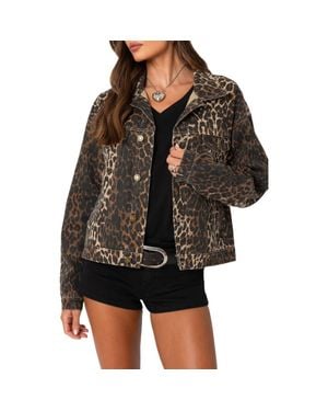 Edikted Print Denim Jacket - Black