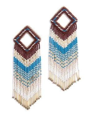 Deepa Gurnani Reya Bead Fringe Drop Earrings - Blue