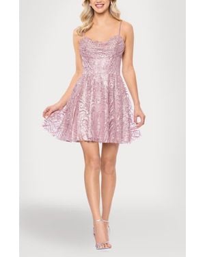 Blondie Nites Sequin & Glitter Minidress - Pink