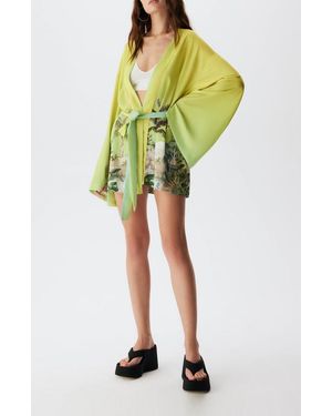 Je Te Veux Botanica Long Sleeve Short Caftan - Yellow