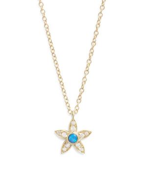 Meira T Opal Accent Flower Pendant Necklace - White
