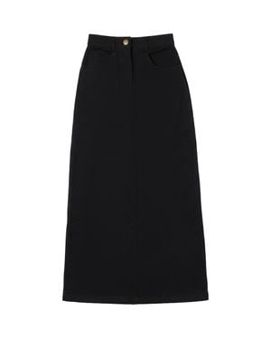 Ulla Maija Maxi Fly Front Straight Pocket Skirt - Black