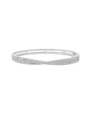Crislu Luminous Crossed Cubic Zirconia Bangle - White