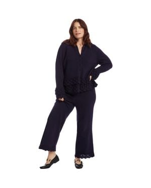 June + Vie Ruffled Peplum Cardigan Sweater - Blue