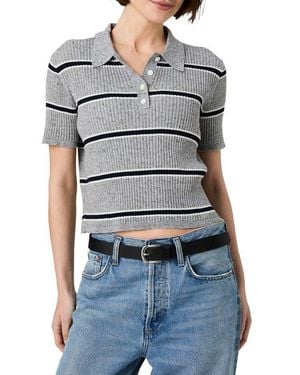 French Connection Mason Varsity Stripe Polo - Gray