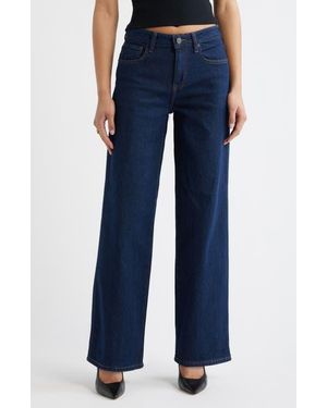 Open Edit Mid Rise Wide Leg Jeans - Blue