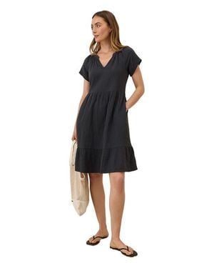 Pact Organic Cotton Coastal Double Gauze Breezy Dress - Blue