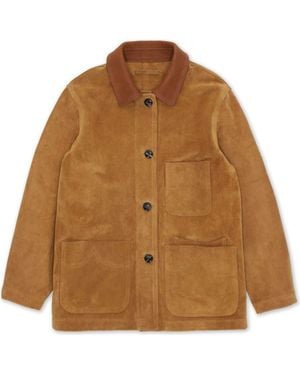 Fortela Montana Work Suede Leather Jacket - Brown