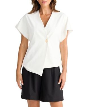 Brave+True Origami Asymmetric Woven Top - White