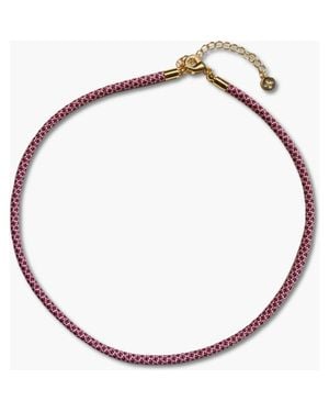 Nickel & Suede Minimalist Cord Necklace - Metallic