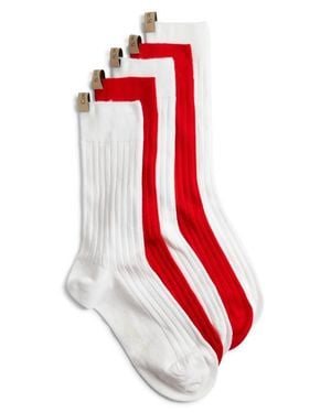 Comme Si The Yves 6-Pack Assorted Rib Socks Set - Red