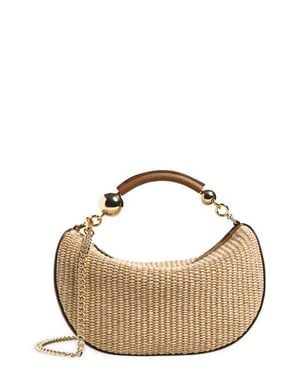 Strathberry Mini Crescent Moon Woven Raffia Shoulder Bag - Multicolor