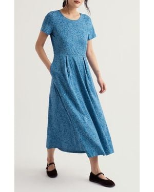 Seasalt Cornwall Veronica Floral Stretch Organic Cotton Midi Dress - Blue