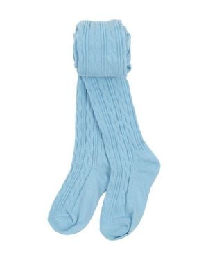 Leveret Girls Cable Knit Tights, Cotton Blend - Blue