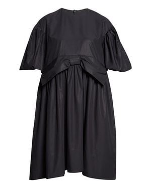 Simone Rocha Gathered Bow Puff Sleeve Cotton Dress - Black