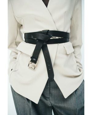 H&M Collarless Jersey Blazer - Natural