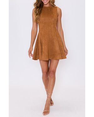 Vici Collection Maeve Faux Suede Fit & Flare Minidress - Brown