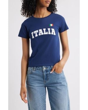 GOLDEN HOUR Italia Flag Cotton Graphic T-Shirt - Blue