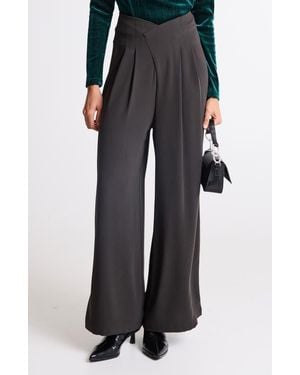 Ichi Ihlinta Pleat Front Wide Leg Pants - Black