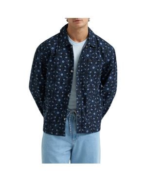 Lee Jeans Floral Print Denim Jacket - Blue