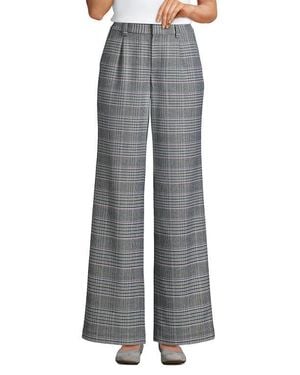 Lands' End Brushed Flannel High Rise Pleated Wide Leg Pants - Gray