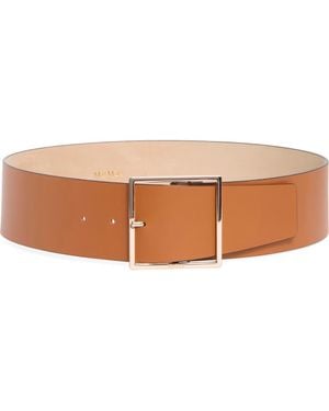 Max Mara Square Buckle Leather Belt - Natural