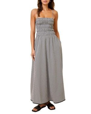 Solid & Striped The Delta Gingham Cotton Maxi Sundress - Gray