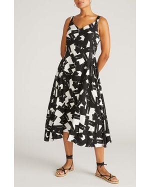 UNIVERSAL STANDARD Sunshower Abstract Print Linen Blend Midi Dress - Multicolor