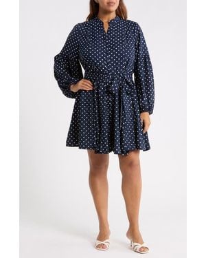 Sugarlips Polka Dot Button Down Minidress - Blue