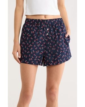 Open Edit Oversize Boyfriend Boxer Shorts - Blue