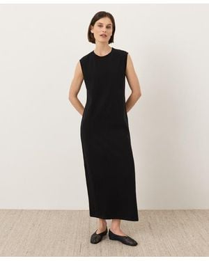 Pact Organic Cotton Soft-Slub Essential Easy Muscle Tee Maxi Dress - Black