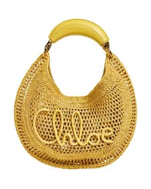 Chloé Summer Banana Crochet Raffia Hobo Bag - Yellow