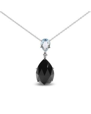 Haus of Brilliance 18K Diamond Accent Topaz And Onyx Drop Pendant Necklace - Black