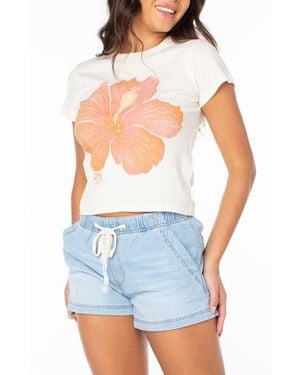 Roxy Hibiscus Spray '90S Graphic Baby Tee - Blue