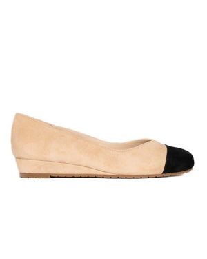Steffie's Journey Cap Toe Suede Flat - Natural