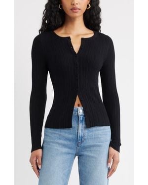 Open Edit Rib Cardigan - Black