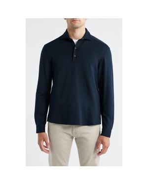 Johnnie-o Highburry Long Sleeve Performance Polo - Blue