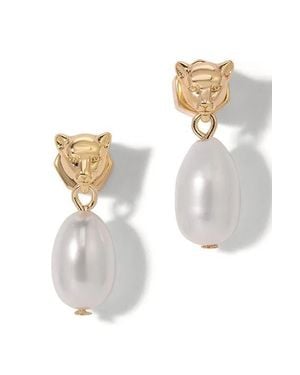 Miranda Frye Panther Freshwater Pearl Drop Earrings - White