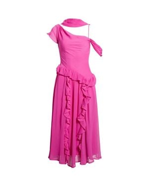 Damson Madder Moxie Ruffle Asymmetric Midi Dress - Pink