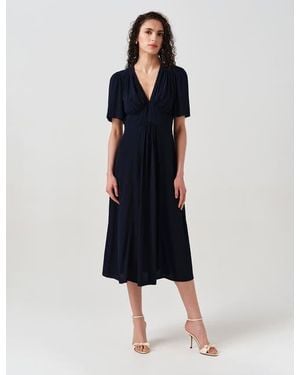 Ghost Rosalie Angel Sleeve Crepe Midi Dress - Blue