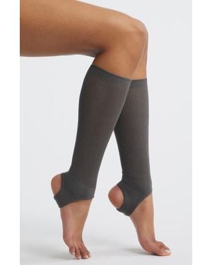 High Heel Jungle Show Pony Cotton Blend Rib Stirrup Socks - Gray
