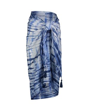 MER ST BARTH Cotton Saline Pareo Marine Shibori - Blue
