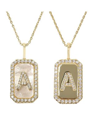 Melinda Maria Love Letters Double Sided Mother-Of-Pearl Initial Pendant Necklace - Metallic