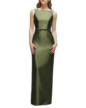 Alfred Sung Sleeveless Satin Twill Column Gown - Green