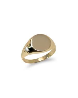 Anzie Aztec 14K & Diamond Engravable Signet Ring - Metallic