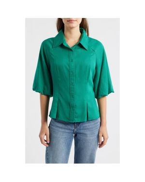 Wit & Wisdom Bubble Sleeve Shirt - Green