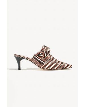 Amambaih Blanca Motif Fabric Mules - Multicolor