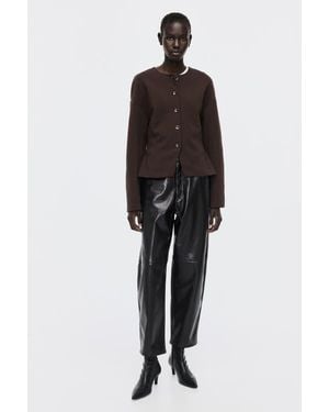 H&M Collarless Scuba Knit Blazer - Brown