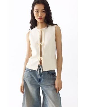 H&M Tie-Detail Waistcoat - Natural